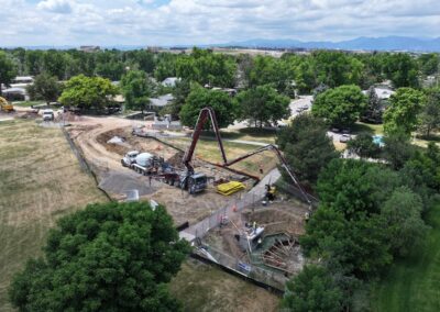Aerial picture of construction on Garnet St.