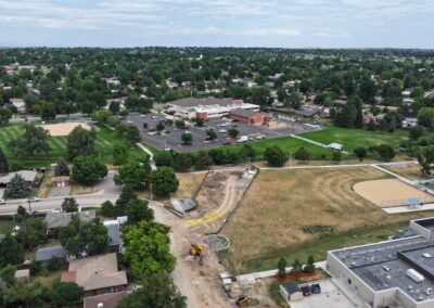Aerial picture of construction to the North of the elementary school.