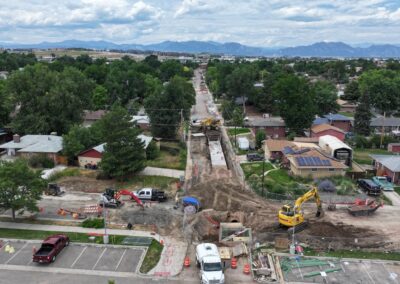 Aerial picture showing 3rd Ave and Garnett construction.