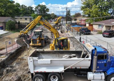 Photo of construction looking west from Kohl St.