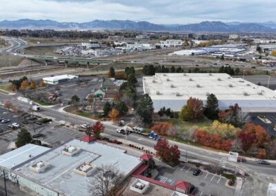 Aerial photo showing Nickel St. being closed for construction.