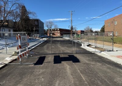 A picture of the paving progress at 3rd Ave at Kohl St.