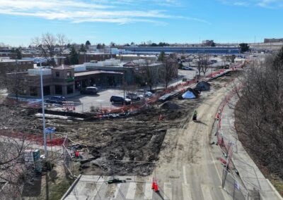 Aerial picture of the closed intersection at 3rd Ave and Nickle St.