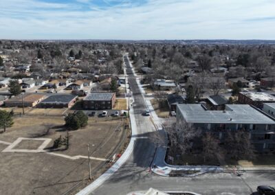Aerial picture looking East at the finished construction on 3rd Ave.